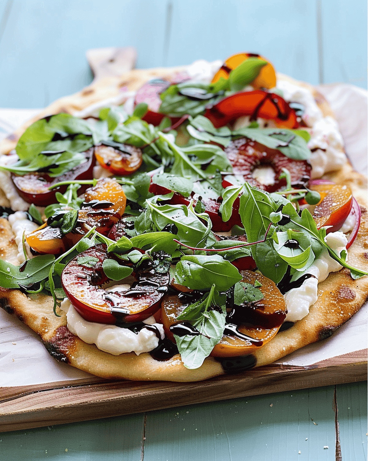 Rustic Plum & Burrata Flatbread Recipe