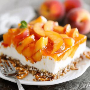 Dreamy Peach Pretzel Salad Dessert Recipe