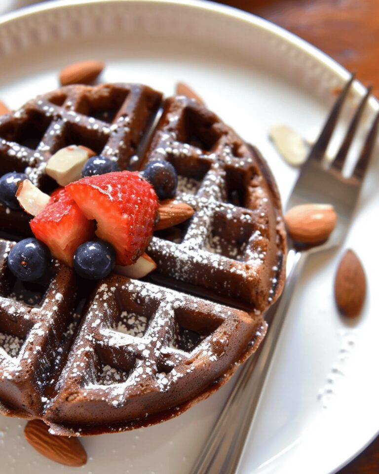 Fluffy Chocolate Almond Oat Waffles Recipe