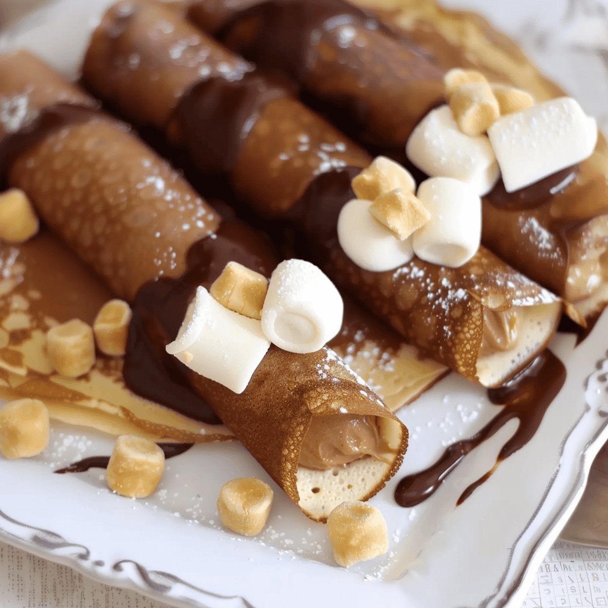 Heavenly Chocolate Crepes With Peanut Butter Marshmallow Filling Recipe