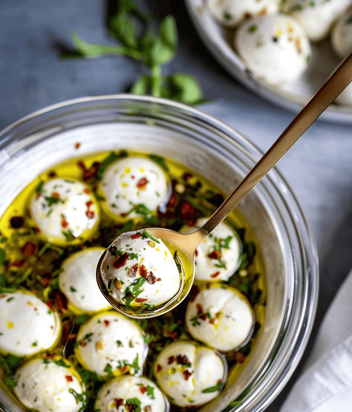 Luscious Olive Oil Marinated Mozzarella Balls Recipe