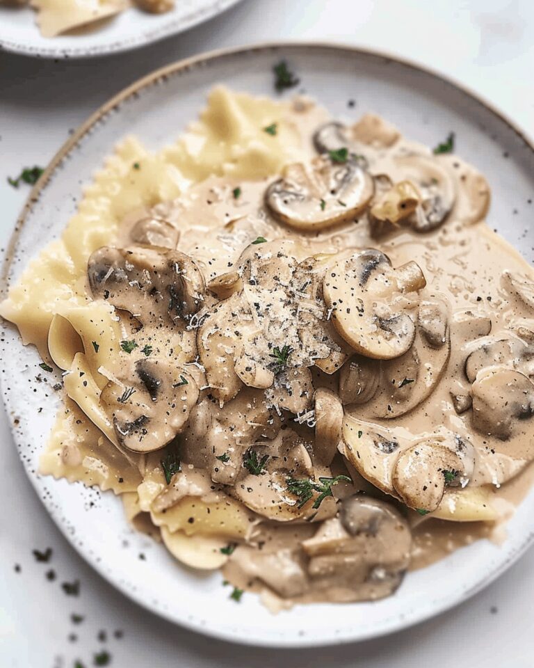 Rustic Ravioli with Mushroom Cream Sauce Recipe
