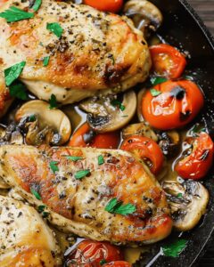 Succulent Italian-Style Skillet Chicken Breast With Tomatoes And Mushrooms Recipe