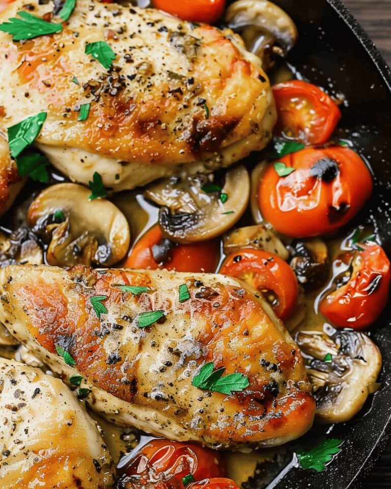 Succulent Italian-Style Skillet Chicken Breast With Tomatoes And Mushrooms Recipe
