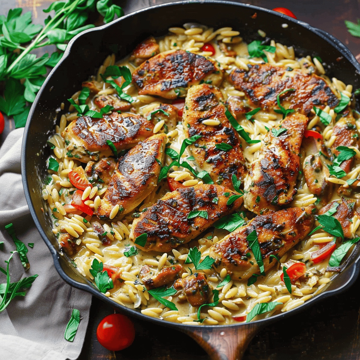 Creamy Chicken Orzo Skillet Recipe