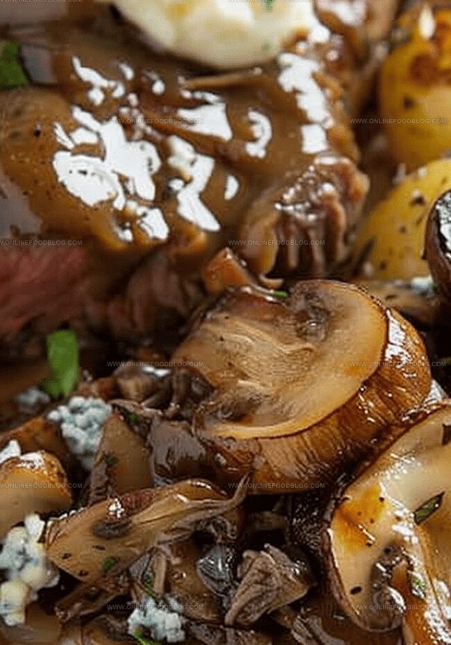 Steps for Steak and Mushrooms with Blue Cheese Potatoes